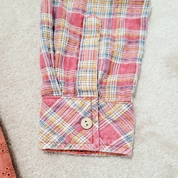 Miss Me Women’s SZ Small Plaid & Lace Button Down Shirt Long Sleeve Western Boho - Picture 7 of 11